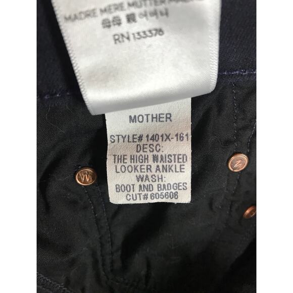 Mother Looker Boots Badges Jean Denim Womens High Waisted Blue Capsule Edgy - Picture 9 of 11